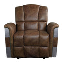 Brancaster Power Motion Recliner, Retro Brown Top Grain Leather & Aluminum Acme