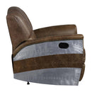 Brancaster Power Motion Recliner, Retro Brown Top Grain Leather & Aluminum Acme