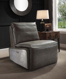 Metier Power Motion Recliner, Gray Top Grain Leather & Aluminum Acme