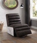 Okzuil Power Motion Recliner, Two Tone Gray Top Grain Leather & Aluminum Acme