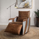Qalurne Power Motion Recliner w/Swivel, Two Tone Mocha Top Grain Leather Acme