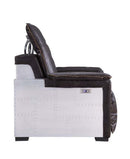 Misezon Power Motion Recliner, Dark Top Grain Brown Leather & Aluminum Acme