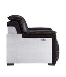 Misezon Power Motion Recliner, Dark Top Grain Brown Leather & Aluminum Acme