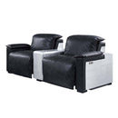 Misezon Power Motion Recliner, Black Top Grain Leather & Aluminum Acme