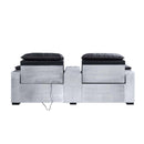 Misezon Power Motion Recliner, Black Top Grain Leather & Aluminum Acme