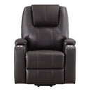 Recliner w/Power Lift & Massage, Brown Leather Aire Acme