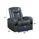 Alair Power Recliner w/Bluetooth, Blue/Black Leather Aire Acme