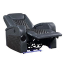 Alair Power Recliner w/Bluetooth, Blue/Black Leather Aire Acme