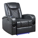 Alair Power Recliner w/Bluetooth, Charger & Cupholder, Dark Gray Leather Aire Acme