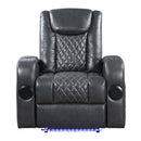 Alair Power Recliner w/Bluetooth, Charger & Cupholder, Dark Gray Leather Aire Acme