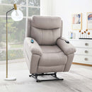 Chriki Power Recliner w/Lift & Heating & Massage, Beige Chenille & Black Acme