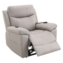 Chriki Power Recliner w/Lift & Heating & Massage, Beige Chenille & Black Acme
