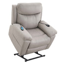 Chriki Power Recliner w/Lift & Heating & Massage, Beige Chenille & Black Acme