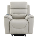 Marsha Power Recliner w/Lift & Massage, Light Gray Silicone Faux Leather Acme