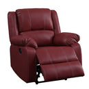 Zuriel Motion Rocker Recliner, Red Faux Leather Acme