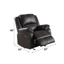 Zuriel Motion Rocker Recliner, Black Faux Leather Acme