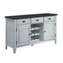 Lanton 56" Server, Natural Marble & Antique White Finish Acme