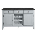 Lanton 56" Server, Natural Marble & Antique White Finish Acme