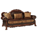 Dresden 89" Sofa w/3 Pillows, Brown Faux Leather & Chenille Acme