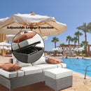 Salena Patio Sofa w/2 Pillows & Ottoman , Beige Fabric & Gray Wicker Acme