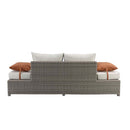 Salena Patio Sofa w/2 Pillows & Ottoman , Beige Fabric & Gray Wicker Acme