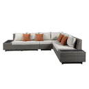 Salena Patio 67" Sectional Sofa w/4 Pillows & Coffee Table, Beige Fabric Acme