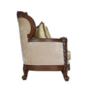 Devayne 85" Sofa w/6 Pillows, Pattern Fabric & Dark Walnut Finish Acme