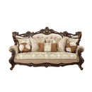 Shalisa 90" Sofa w/7 Pillows, Fabric & Walnut Finish Acme