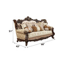 Shalisa 90" Sofa w/7 Pillows, Fabric & Walnut Finish Acme