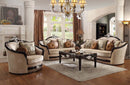 Ernestine 91" Sofa w/7 Pillows, Tan Fabric & Black Finish Acme