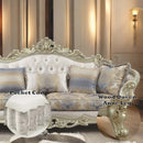 Gorsedd 94" Sofa w/5 Pillows, Fabric & Golden Ivory Finish Acme