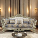 Gorsedd 94" Sofa w/5 Pillows, Fabric & Golden Ivory Finish Acme