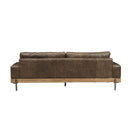 Silchester 95" Sofa, Distress Chocolate Top Grain Leather & Oak Finish Acme