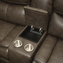 Tavin Motion 119" Sectional Sofa, Taupe Leather-Aire Match Acme