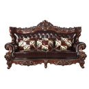 Forsythia 93" Sofa, Espresso Top Grain Leather Match & Walnut Finish Acme