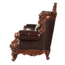Forsythia 93" Sofa, Espresso Top Grain Leather Match & Walnut Finish Acme