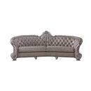 Dresden 113" Sofa w/5 Pillows, Faux Leather & Vintage Bone White Finish Acme