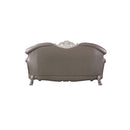 Dresden 96" Sofa w/5 Pillows, Faux Leather & Vintage Bone White Finish Acme