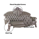 Dresden 96" Sofa w/5 Pillows, Faux Leather & Vintage Bone White Finish Acme