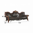 Picardy Oversized 110" Sofa w/5 Pillows, Faux Leather & Honey Oak Finish Acme