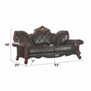 Picardy 93" Sofa w/3 Pillows, Faux Leather & Honey Oak Finish Acme