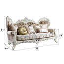 Vanaheim 97" Sofa w/7 Pillows, Fabric & Antique White Finish Acme
