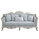 Qunsia 85" Sofa w/5 Pillows, Light Gray Linen & Champagne Finish Acme