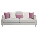 Kasa 94" Sofa w/5 Pillows, Beige Linen & Champagne Finish Acme