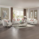 Kasa 94" Sofa w/5 Pillows, Beige Linen & Champagne Finish Acme