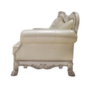 Dresden 85.5" Sofa w/4 Pillows, Faux Leather & Bone White Finish Acme