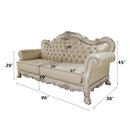 Dresden 85.5" Sofa w/4 Pillows, Faux Leather & Bone White Finish Acme