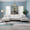 Valiant 127" Sectional sofa w/4 Pillows, Ivory Chenille Acme