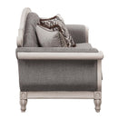 Florian 87.8" Sofa w/4 Pillows, Gray Fabric & Antique White Finish Acme