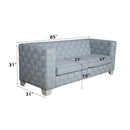 Saree 85.25" Sofa, Light Teal Chenille & White Finish Acme